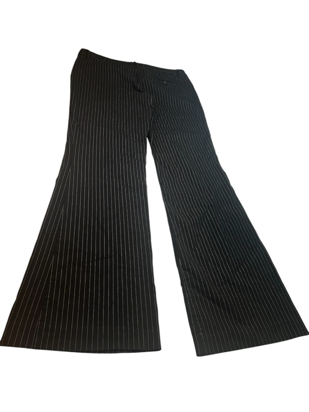 Women Express Black Pinstripe Wide Leg Pants Size 8